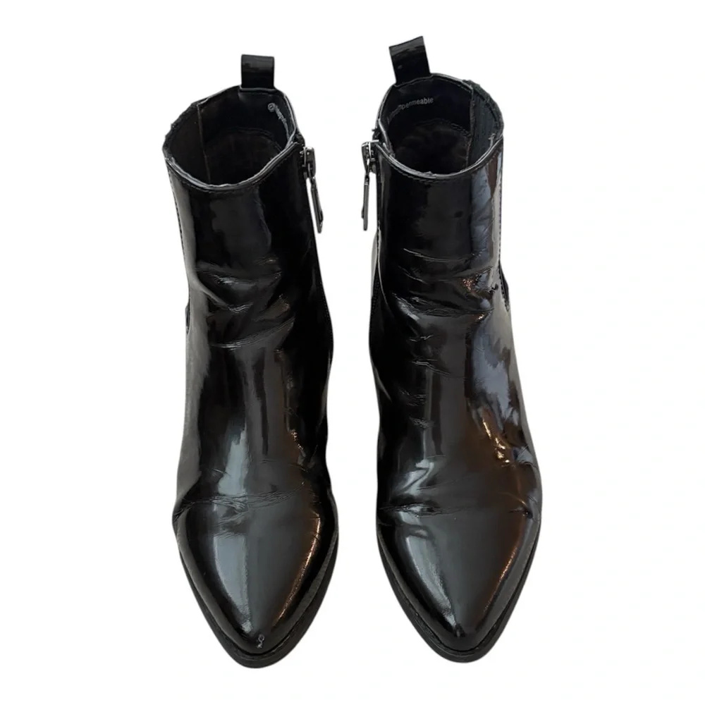 Blondo Elvina Black Patent Leather Classic Stylish Ankle Boots Booties sz 8